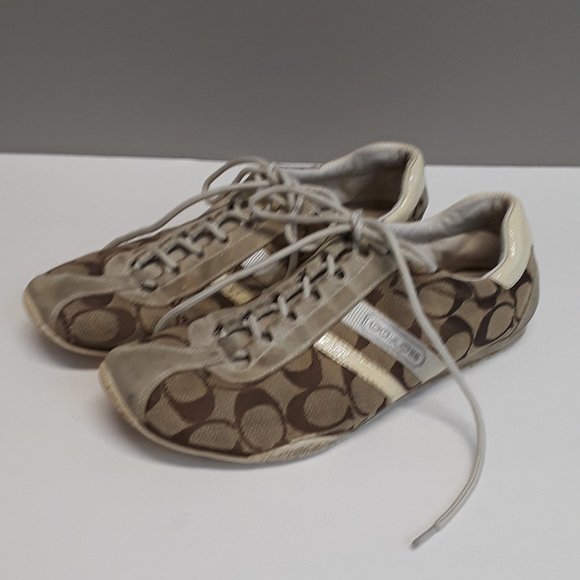 Coach Shoes - Coach Classic Tan Coach Fabric Kaetlyn Sneakers